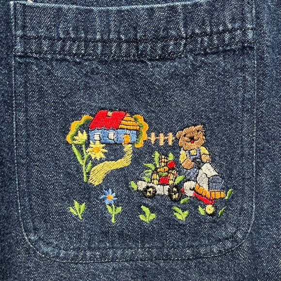 Way To Go Womens VTG Embroidered Denim Jacket XL Farm Bears Teacher Whimsical - Picture 5 of 10
